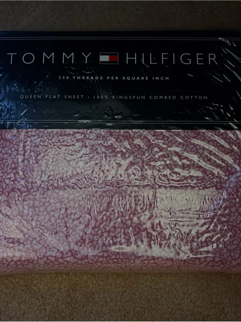 Tommy Hilfiger Pink Paisley 100% cotton queen flat sheet only 250 count NEW!!